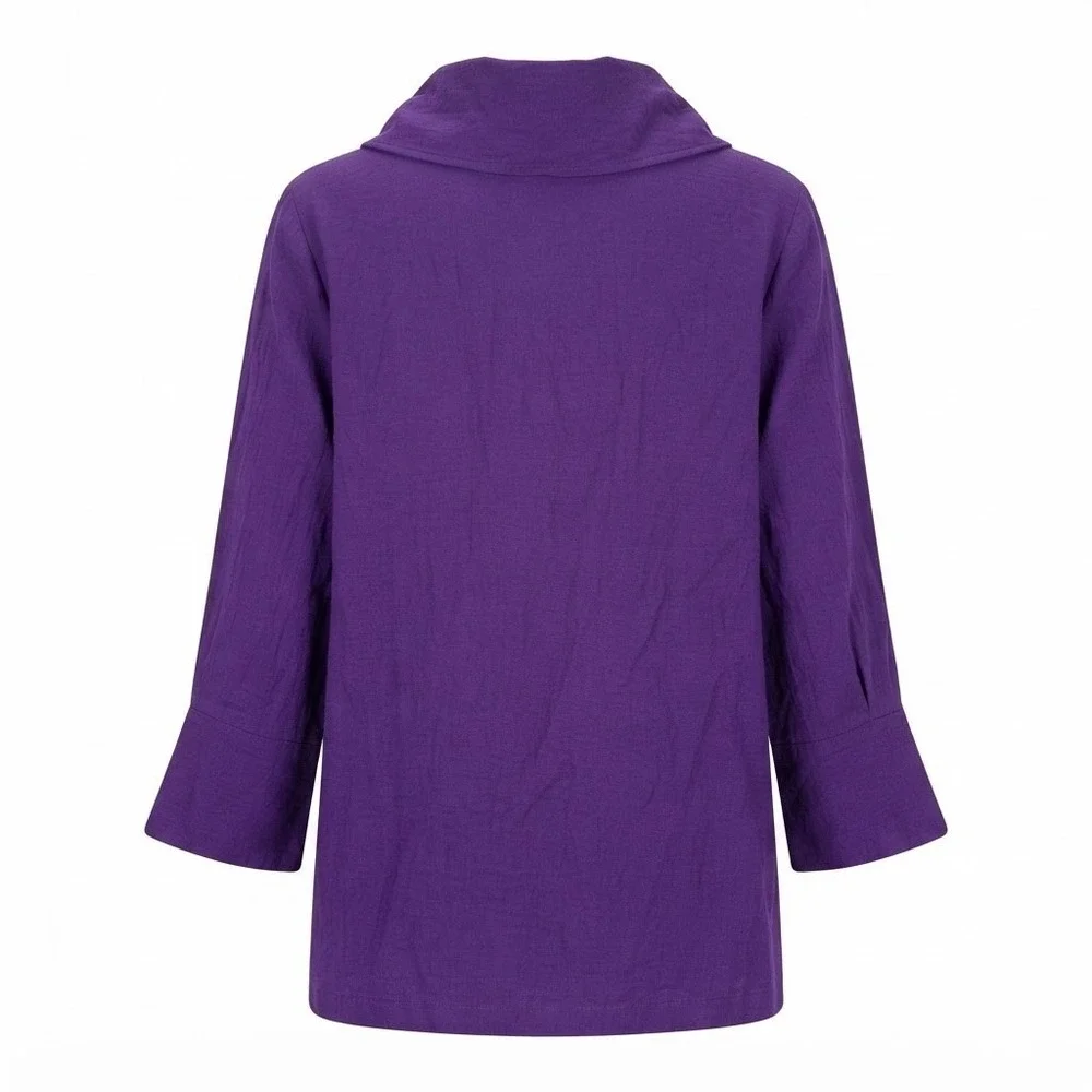 Yushi Purple Textured Button Front Jacket XXL 2XL USA Art to Wear Lagenlook - IW